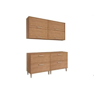 Cozinha Completa Bella 5 Portas 1 Gaveta MDF 160cm Amadeirado para Ambiente Moderno