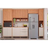 Paneleiro De Cozinha Modulado Esplêndida Torre Quente Com 4 Portas E 1 Nicho Para Forno 70cm Freijó Off White