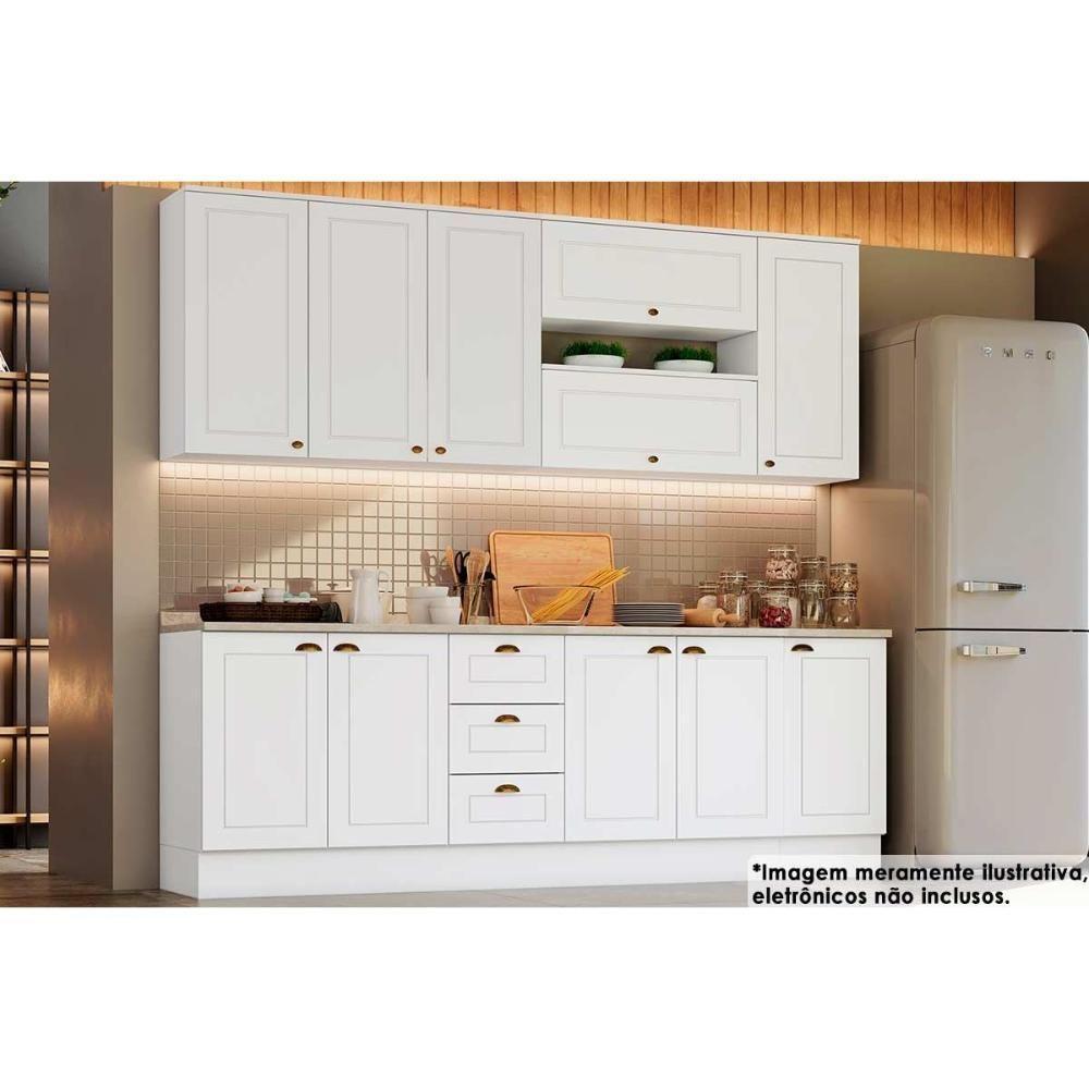 Cozinha Modulada Completa Americana 10 Peças 4aéreos+3balcões+3complementos C5p31 Branco - 1