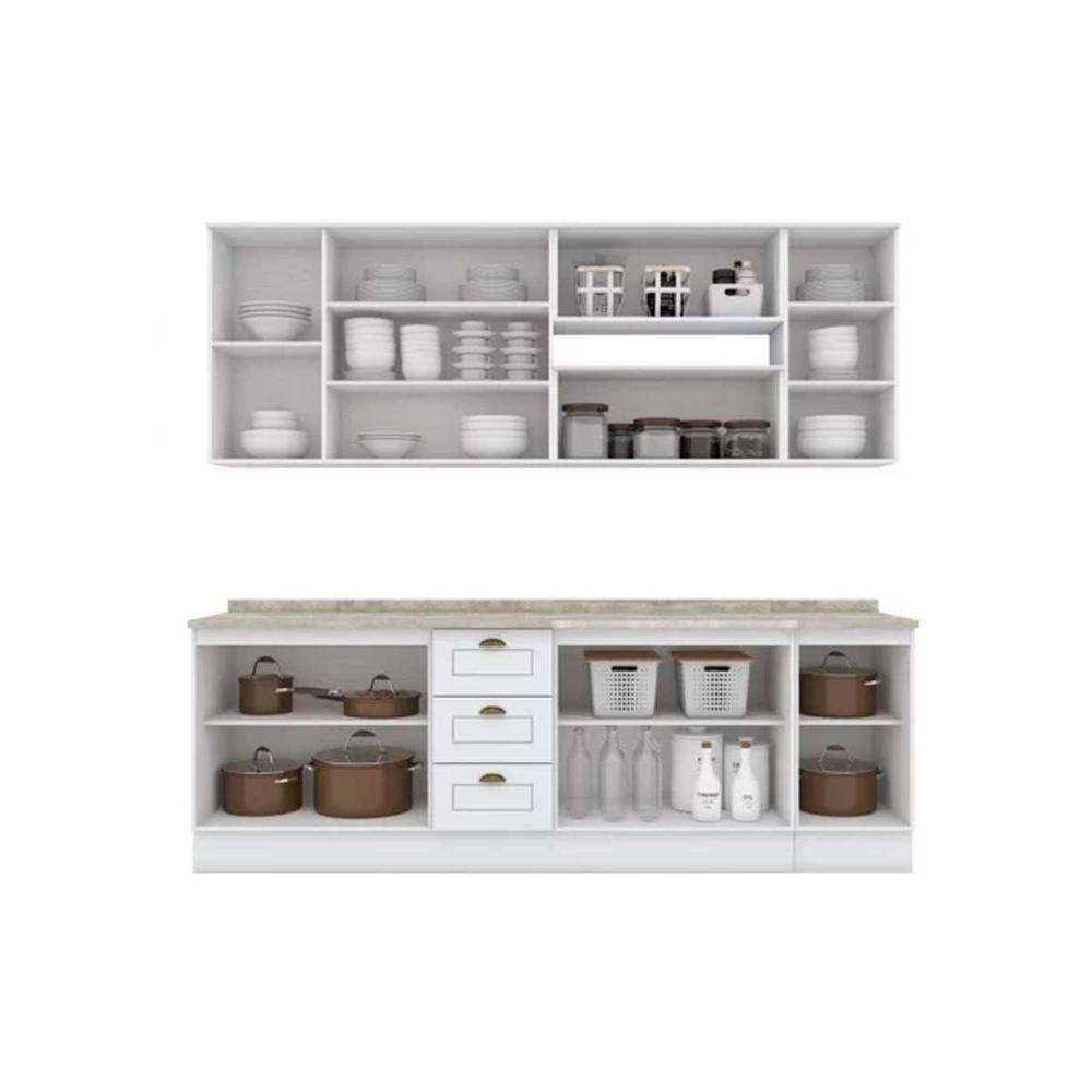 Cozinha Modulada Completa Americana 10 Peças 4aéreos+3balcões+3complementos C5p31 Branco - 4