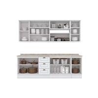 Cozinha Modulada Completa Americana 10 Peças 4aéreos+3balcões+3complementos C5p31 Branco