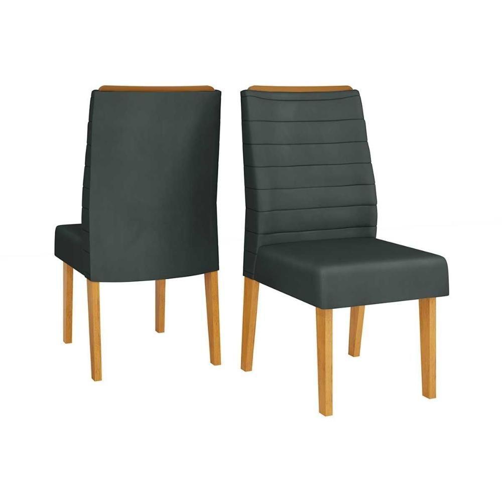 Cadeira De Cozinha Ondina Kit 2 Un Cedro Suede Lunar Grafite - 1