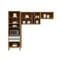 Cozinha Modulada Completa Tempranillo 3 Peças 2aéreos+ 1 Paneleiro C3p82 Amendoa Off White Ronipa