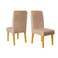 Cadeira De Cozinha Lia Kit 2 Un Cedro Linho Saara Bege - 1
