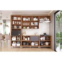 Cozinha Modulada Completa Divina 5 Peças 2 Aéreos + 2 Balcões + 1 Paneleiro Cz002 Freijó Off White - 3