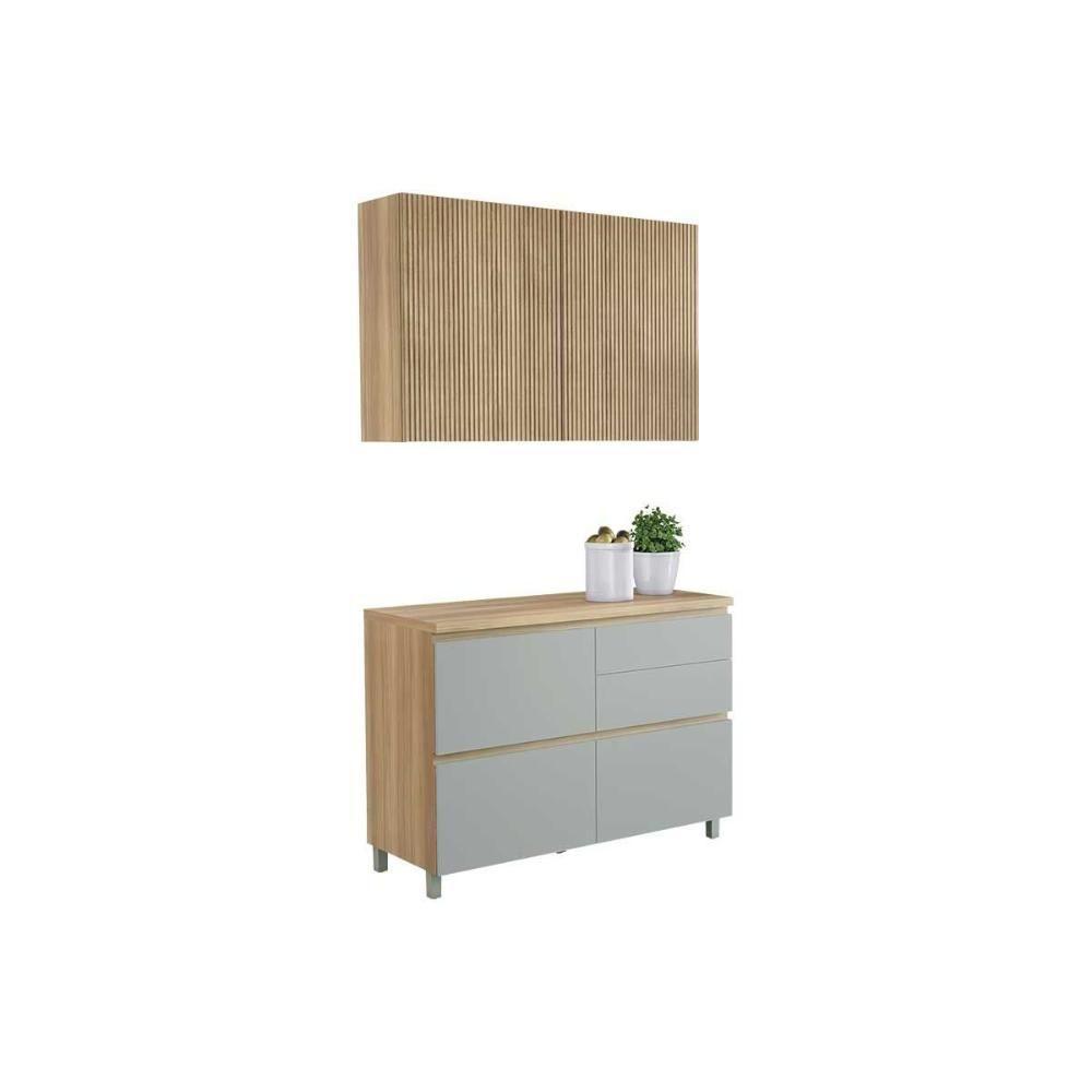 Cozinha Modulada Completa Rainha 2 Peças 1 Aéreo + 1 Balcão C2p44 Nature Verde - 7