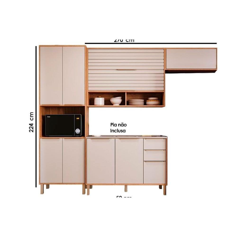 Cozinha Modulada Completa Esplêndida 4 Peças 2 Aéreos + 1 Balcão + 1 Torre Quente C4p182 Freijó Off White - 2