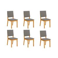 Cadeira De Cozinha Talia Kit 6 Un Cedro Suede Lunar - 1