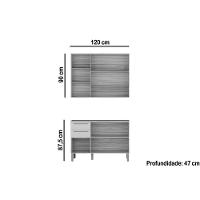 Cozinha Modulada Completa Nápoli Prime 2 Peças 1 Aéreo + 1 Balcão C2p99 Amendoa Off White Ronipa