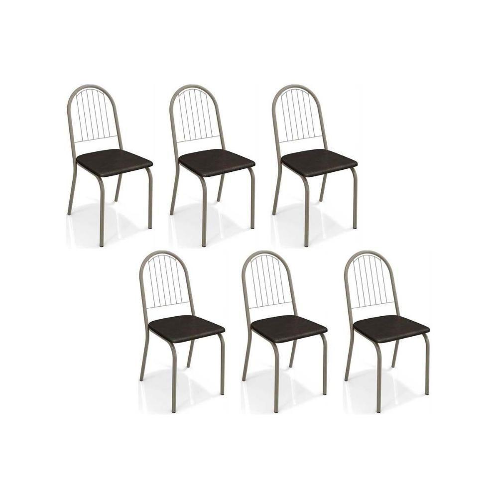 Cadeira De Cozinha Noruega C077 Kit 6 Un Niquel Preto 110 - 1