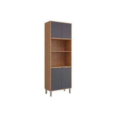 Paneleiro De Cozinha Modulado Esplêndida Torre Quente Com 4 Portas E 2 Nichos Para Forno 70cm Freijó Titanium