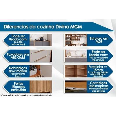 Cozinha Modulada Completa Divina 3 Peças 2aéreos+ 1 Paneleiro Cz045 Freijó Titanium