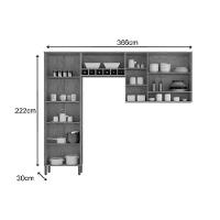 Cozinha Modulada Completa Nápoli Prime 3 Peças 2aéreos+ 1 Paneleiro Cpt02 Amendoa Grafite Ronipa - 3