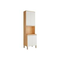 Paneleiro De Cozinha Modulado Napoli Prime Com 4 Portas E 1 Nicho Para Forno 66x222cm Amendoa Off White Ronipa - 1