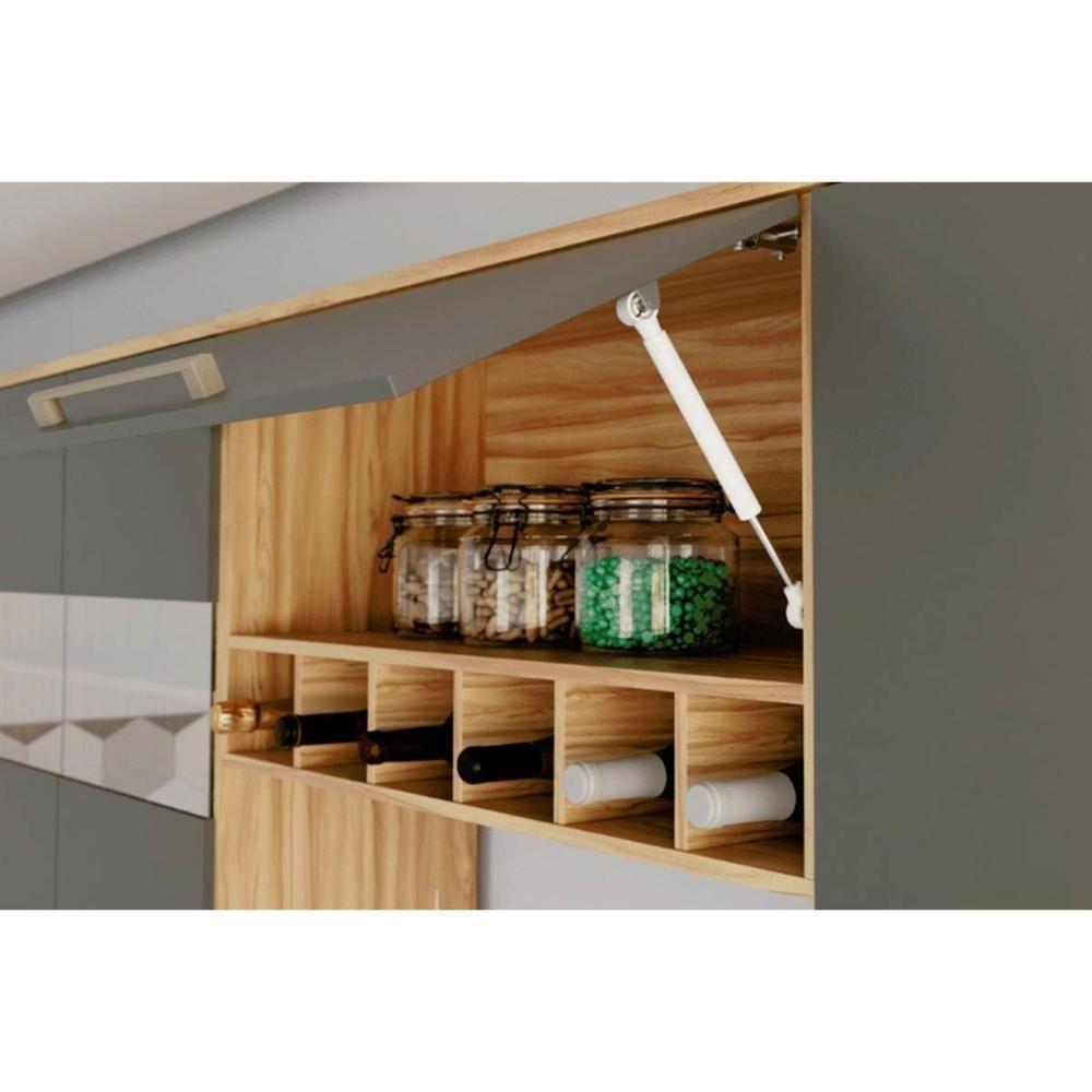 Cozinha Modulada Completa Nápoli Prime 4 Peças 2 Aéreos + 1 Balcão + 1 Paneleiro C4p66 Amendoa Off White Ronipa - 9