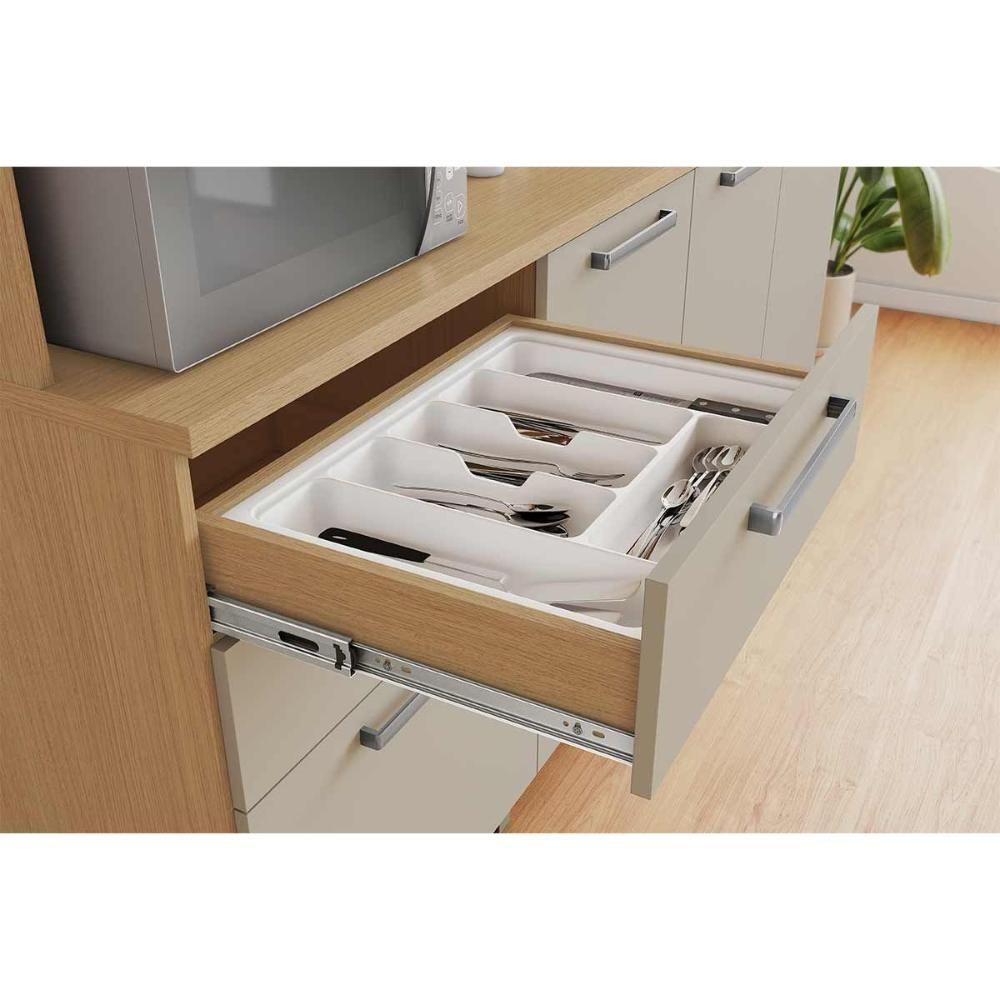 Cozinha Compacta Nobreza Com 5 Portas E 2 Gavetas 160cm Carvalho Cinza - 7