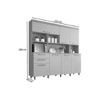 Cozinha Compacta Nobreza Com 7 Portas E 2 Gavetas 210cm Carvalho Cinza - 2