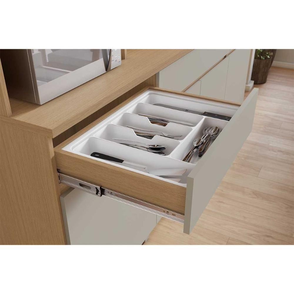 Cozinha Compacta Realeza Com 5 Portas E 2 Gavetas 160cm Carvalho Cinza - 9