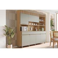 Cozinha Compacta Realeza Com 6 Portas E 3 Gavetas 220cm Carvalho Cinza - 1