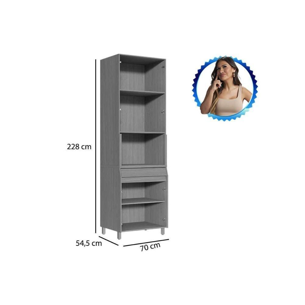 Paneleiro De Cozinha Modulado Simone Mendes Com 4 Portas E 1 Gaveta 70cm Carvalho Cinza - 7