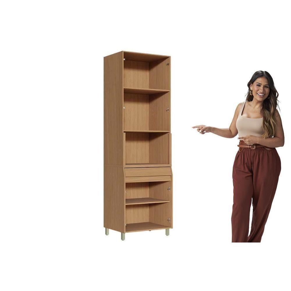 Paneleiro De Cozinha Modulado Simone Mendes Com 4 Portas E 1 Gaveta 70cm Carvalho Cinza - 9