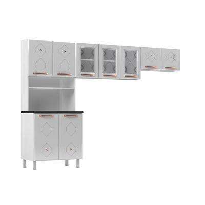 Cozinha Compacta Mirage Aço 3 Peças 9 Portas em Aço 120cm Branco Telasul