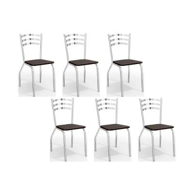 Kit 6 Cadeiras De Cozinha Portugal C007 6 Un Cromada Preto 110