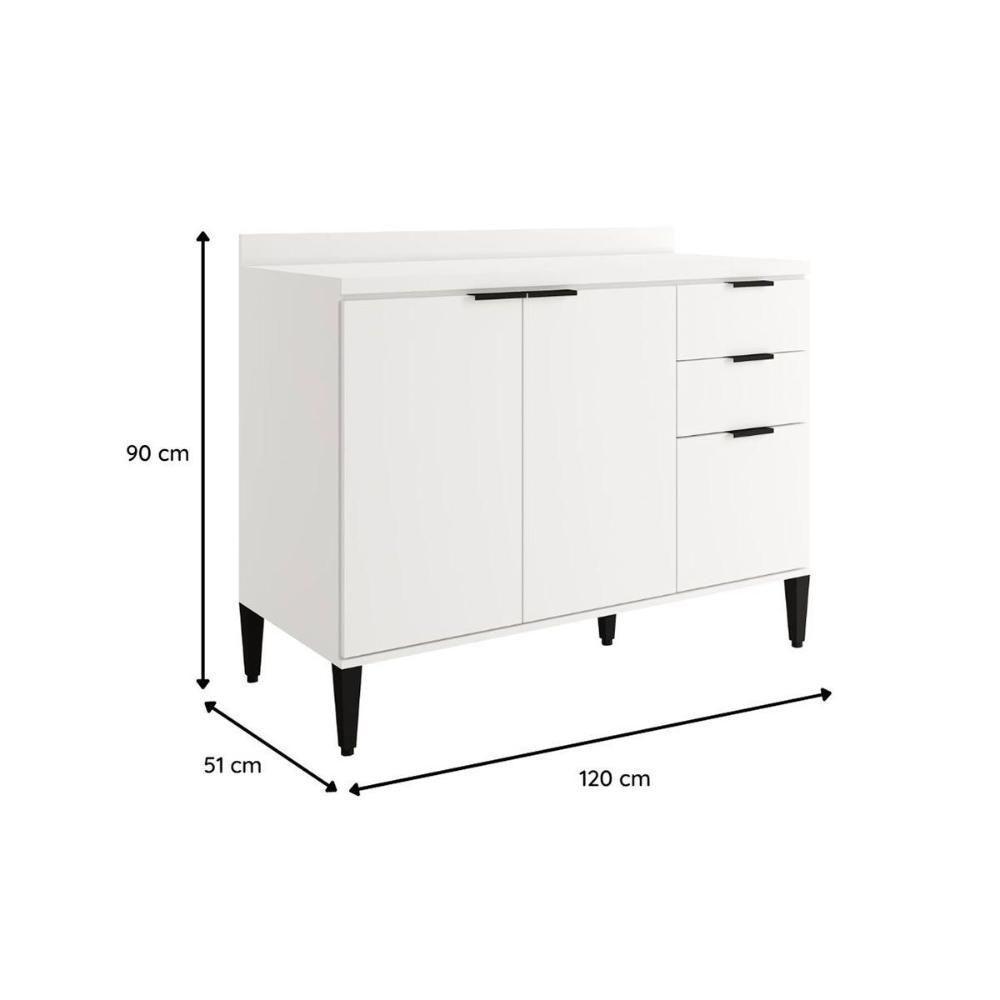 Gabinete De Cozinha Modulado Balcão Alpha 2506 3 Portas E 2 Gavetas Sem Tampo 120cm Freijó - 2