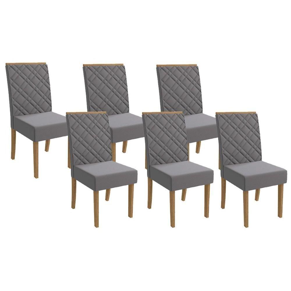 Kit 6 Cadeiras De Cozinha 2cad149fr 6 Un Freijó Suede Titanio A050 - 1