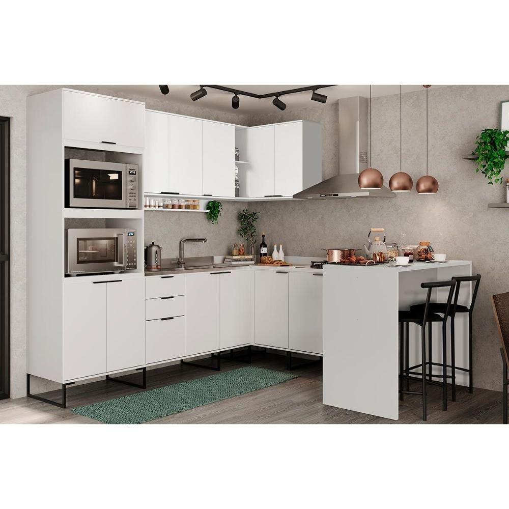 Gabinete De Cozinha Modulado Balcão Alpha 2508 Canto Reto Com 1 Porta Com Tampo 94cm Branco - 4