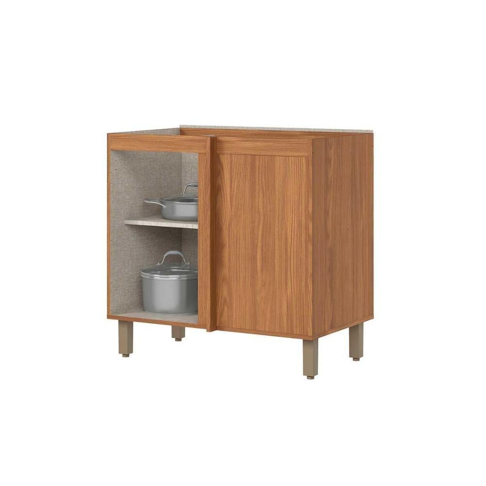 Gabinete De Cozinha Modulado Balcão Requinte Canto Reto Com 1 Porta Sem Tampo 84cm Nature Areia - 5