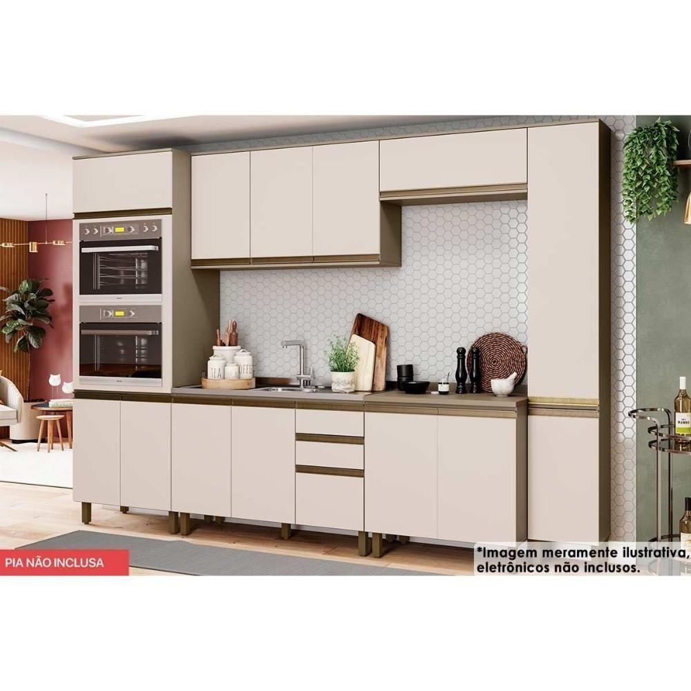 Cozinha Modulada Connect 7 Peças 2 Aéreos + 2 Balcões+ 2 Paneleiros + 1 Complementoc6p20 Duna Cristal2 Aéreos + 1 Balcão + 1 Complemento - 1