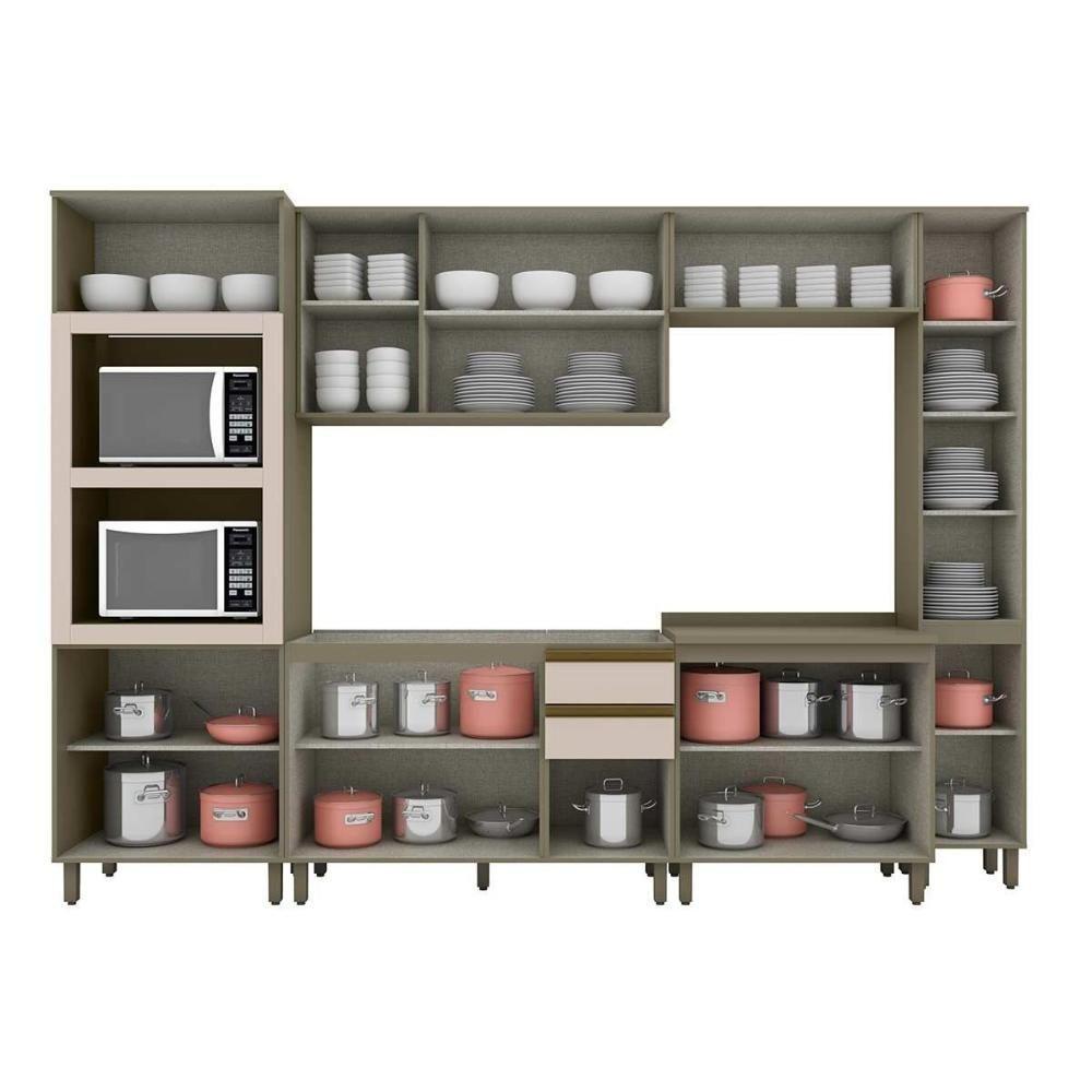 Cozinha Modulada Connect 7 Peças 2 Aéreos + 2 Balcões+ 2 Paneleiros + 1 Complementoc6p20 Duna Cristal2 Aéreos + 1 Balcão + 1 Complemento - 4