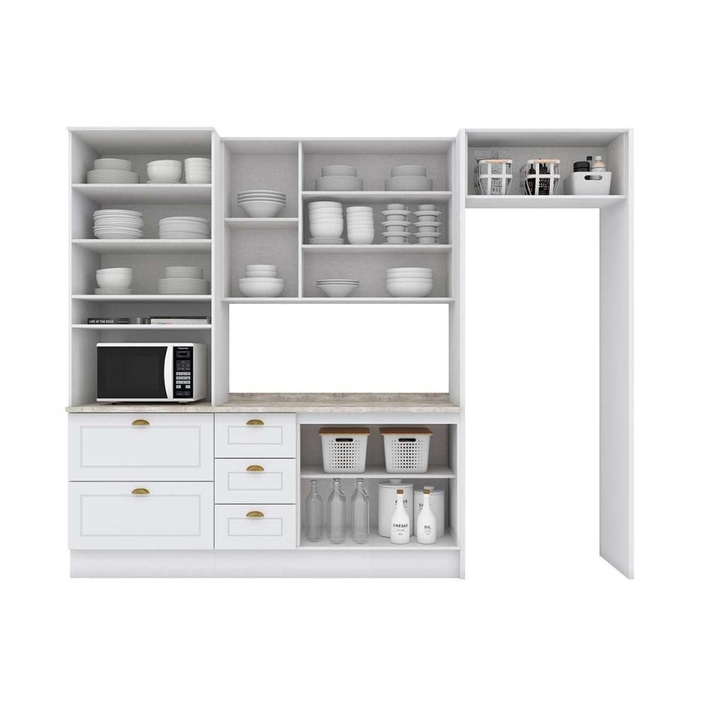 Cozinha Completa 7 Peças Americana 2 Aéreos 1 Balcão 1 Paneleiro 3 Complementos C5p64 Branco - 4
