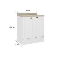 Gabinete De Cozinha Modulado Balcão Com Tampo Bella 2609 Com 2 Portas 80cm Nogal Cinza - 2