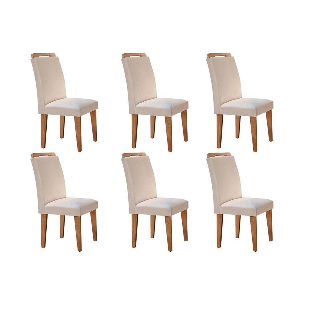 Kit 6 Cadeiras De Cozinha Athenas 6 Un Imbuia Capuccino Suede Creme Rufato - 1
