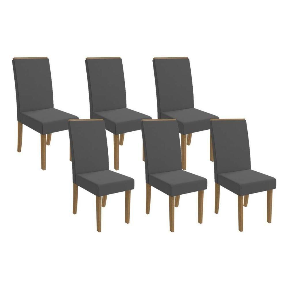 Kit 6 Cadeiras De Cozinha 2cad142fr 6 Un Freijó Suede Deluxe Grafite - 1