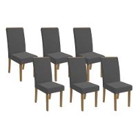 Kit 6 Cadeiras De Cozinha 2cad142fr 6 Un Freijó Suede Deluxe Grafite - 1