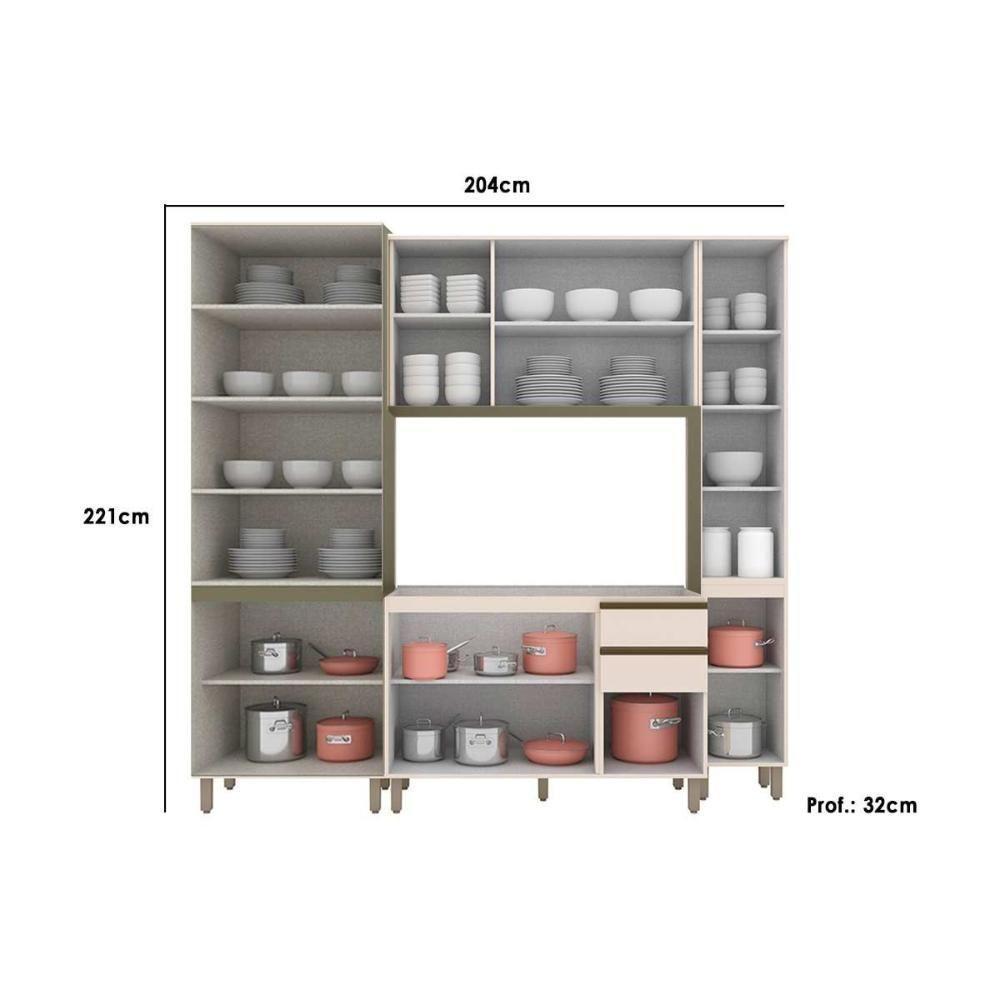 Cozinha Modulada Connect 4 Peças 1 Aéreo + Balcão + 2 Paneleiros C5p97 Duna2 Aéreos + 1 Balcão + 1 Complemento - 3