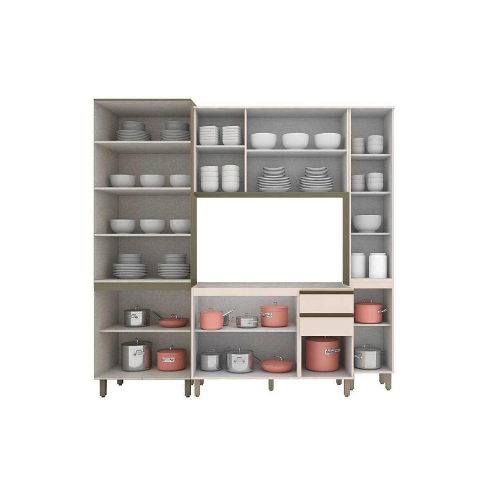 Cozinha Modulada Connect 4 Peças 1 Aéreo + Balcão + 2 Paneleiros C5p97 Duna2 Aéreos + 1 Balcão + 1 Complemento - 4