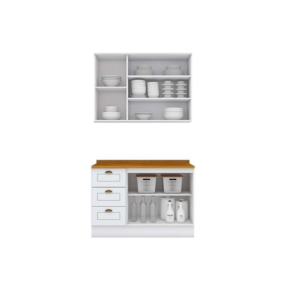 Kit Cozinha Modulada 3 Peças Americana 1 Aéreo + 1 Balcão + Complemento Cz126 Cinza - 6