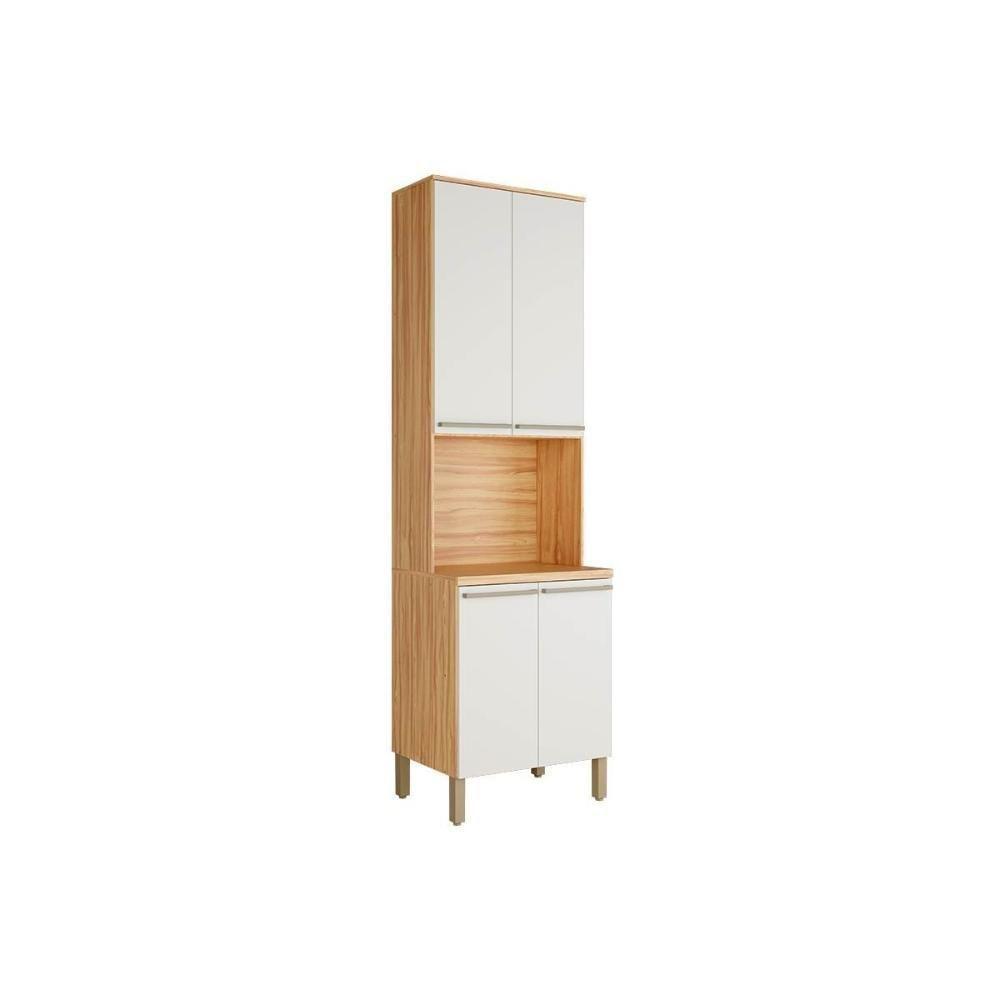 Módulo Cozinha Ronipa Nápoli Prime Paneleiro Napoli Com 4 Portas E 1 Nicho Para Forno 66x222cm Amendoa Off White Ronipa - 1