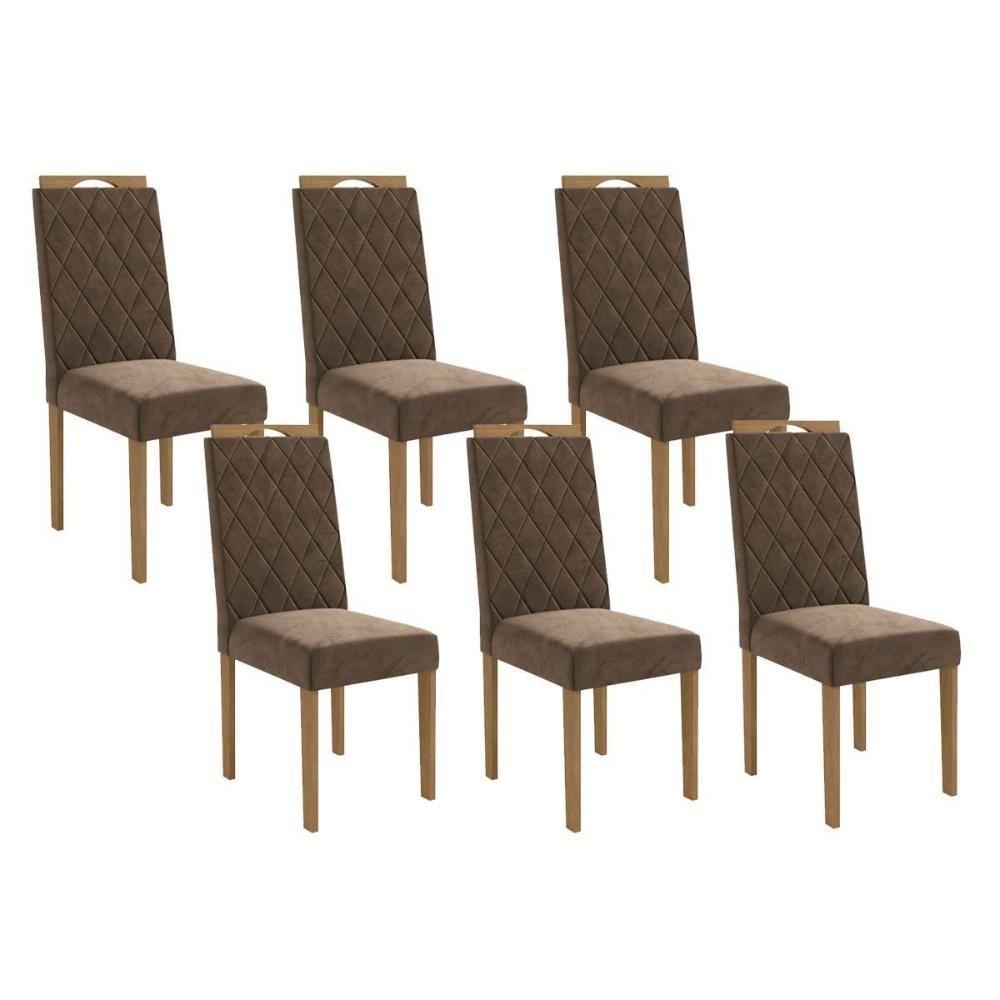 Kit 6 Cadeiras De Cozinha 2cad152ea 6 Un Eucalipto Suede Marrom A033 - 1