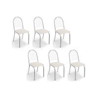 Kit 6 Cadeiras De Cozinha Noruega C077 6 Un Cromada Branco 106 - 1