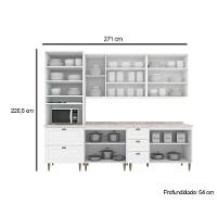 Cozinha Modulada Americana 7 Peças 2 Aéreos + 2 Balcões + 1 Paneleiro + 2 Complementos Com Pés C5p52 Branco2 Aéreos + 1 Balcão + 1 Complemento - 5