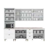 Cozinha Modulada Americana 7 Peças 2 Aéreos + 2 Balcões + 1 Paneleiro + 2 Complementos Com Pés C5p52 Branco2 Aéreos + 1 Balcão + 1 Complemento - 7