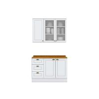 Kit Cozinha Modulada 3 Peças Americana 1 Aéreo + 1 Balcão + Complemento Cz126 Branco - 1