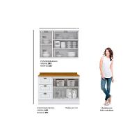 Kit Cozinha Modulada 3 Peças Americana 1 Aéreo + 1 Balcão + Complemento Cz126 Branco