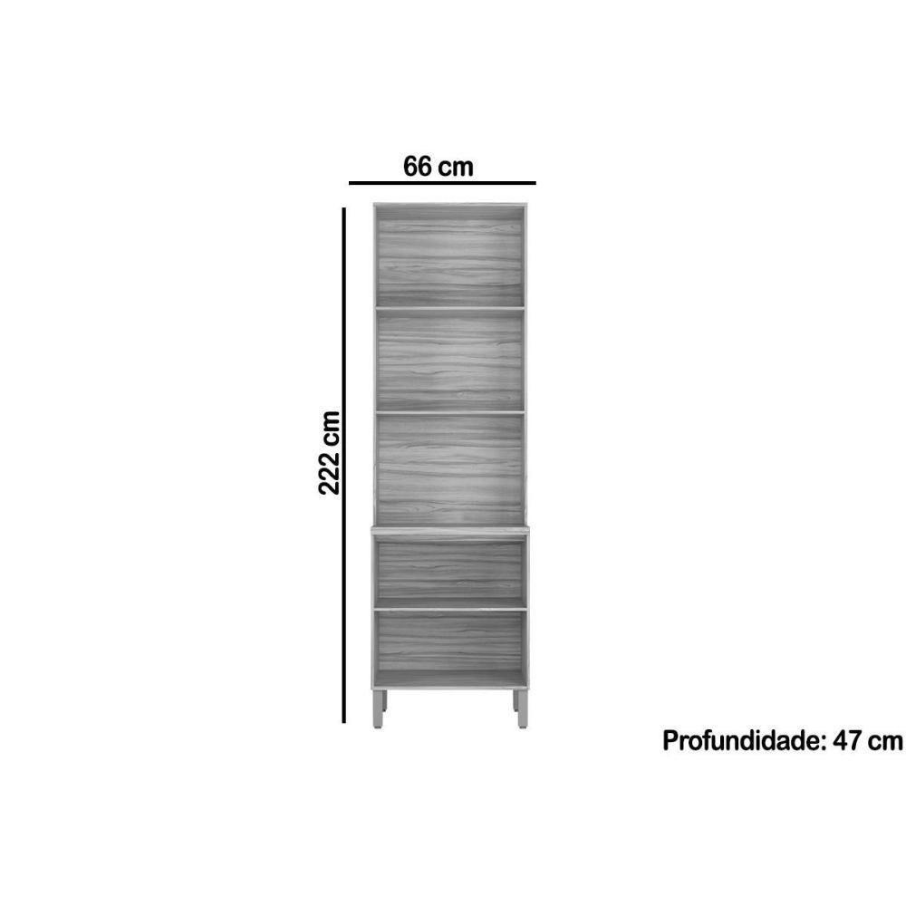 Módulo Cozinha Ronipa Nápoli Prime Paneleiro Napoli Com 4 Portas E 1 Nicho Para Forno 66x222cm Amendoa Grafite Ronipa - 3