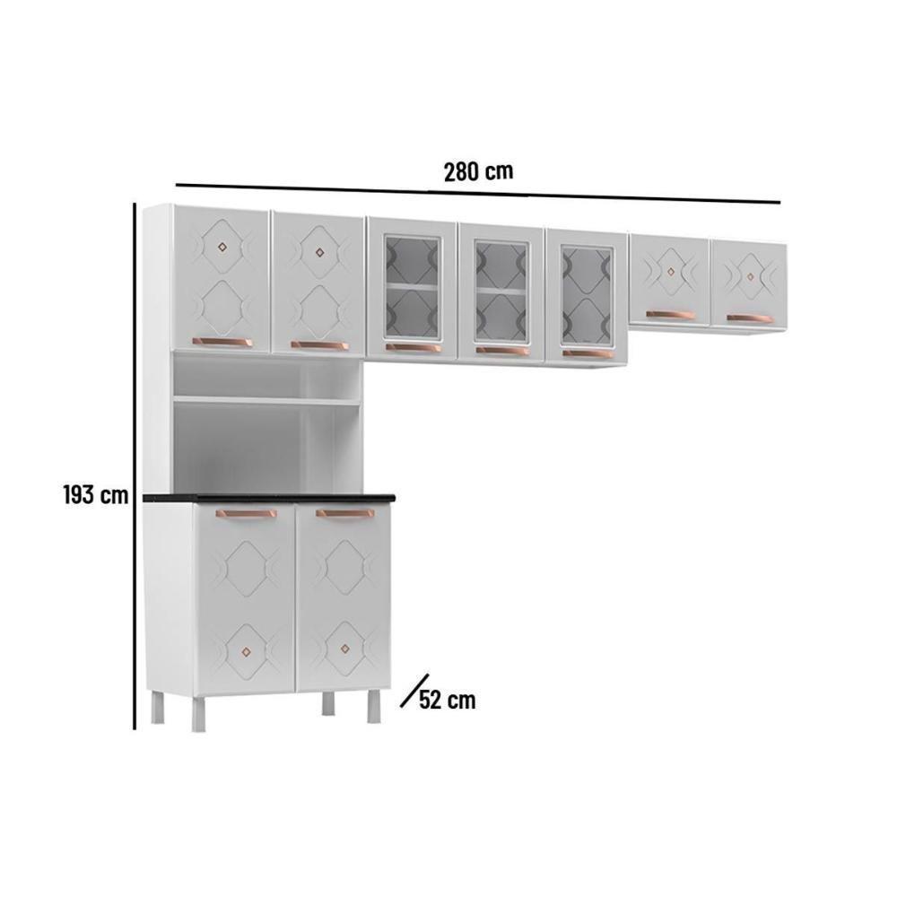 Cozinha Modulada Telasul Mirage New Mirage Aço 3 Peças 2 Aéreos + 1 Paneleiro Czc40 Branco-telasul - 3